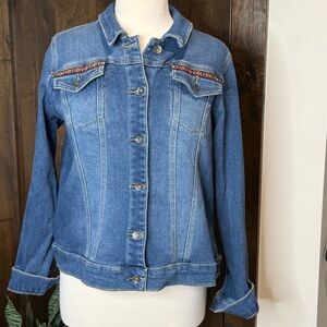 RH Ruff Hewn denim jean jacket women Size Large embroidered pockets